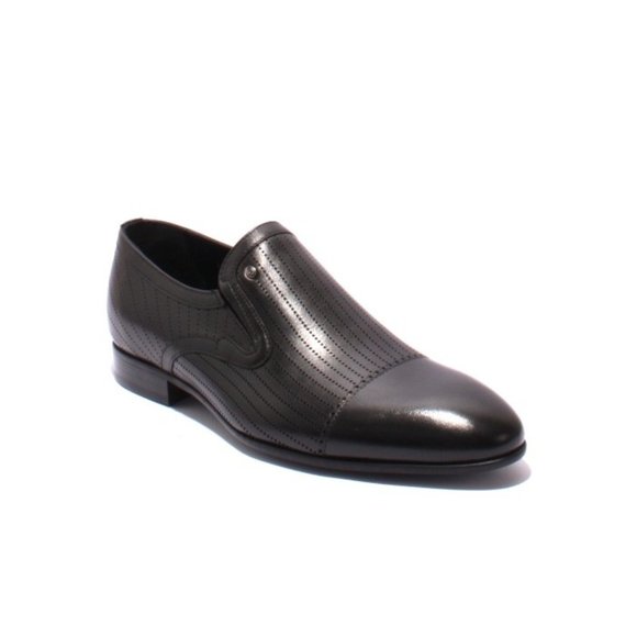 ROBERTO SERPENTINI 20942 Black Laser Cut Leather Classic...